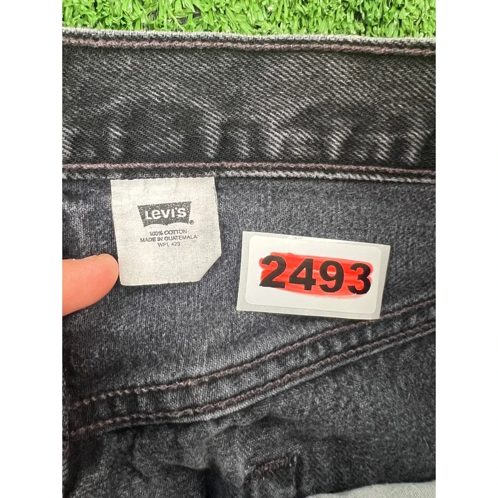 Levis 501-0660 Mens Faded Black Straight Leg Button Fly Denim Jeans 36x30